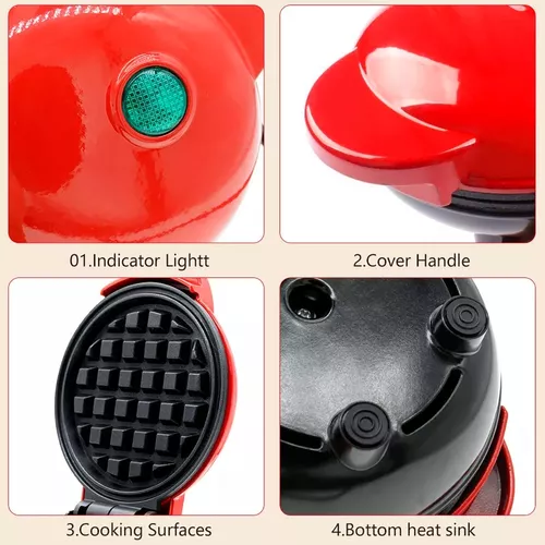 Mini Wafflera Eléctrica Antiadherente
