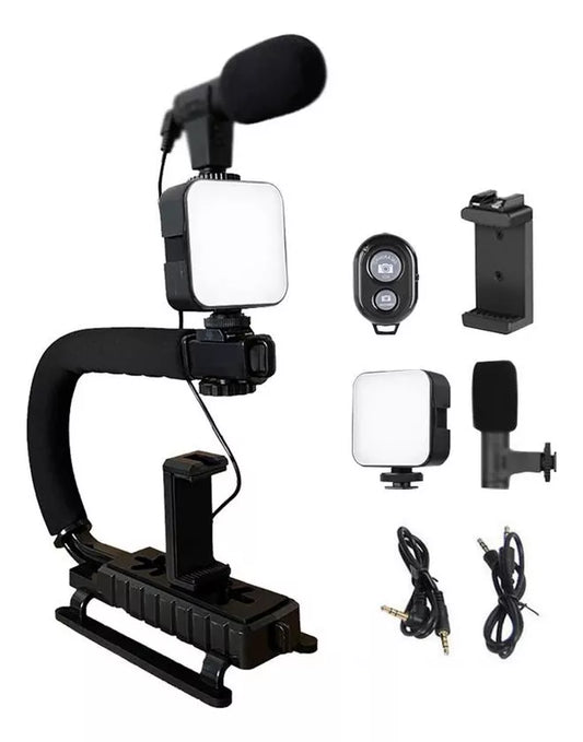 KIT Estabilizador Video+Led+Microfono